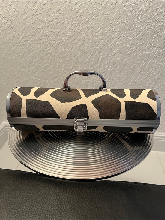 Other - Giraffe Print Cylindrical Carry Case - Black & Cream